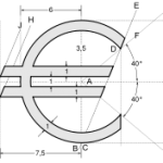 Официальная спецификация логотипа евро, который должен печататься желтым цветом на голубом фоне