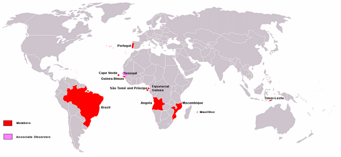 Содружество португалоязычных стран на карте мира