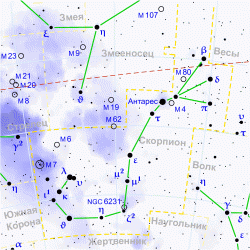 Созвездие Скорпиона на современных астрономических картах