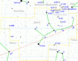 Созвездие Девы на современных астрономических картах