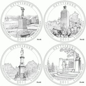Проекты дизайна монеты, посвященной Национальному военному парку Геттисберг
