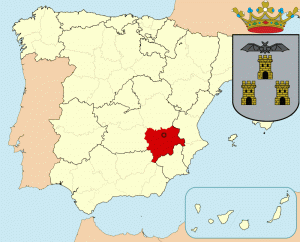 Альбасете на карте Испании и герб города