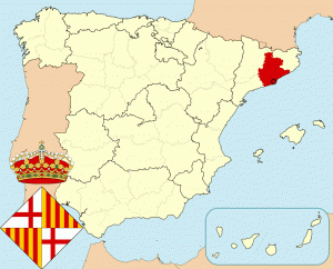 Барселона на карте Испании и герб города
