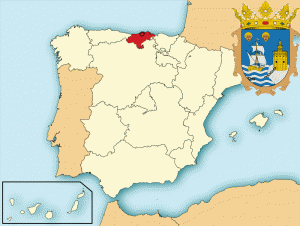 Сантадер на карте Испании и герб города