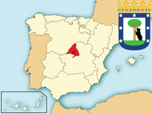 Мадрид на карте Испании и герб города