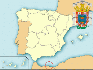 Мелилья на карте Испании и герб города
