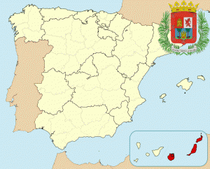 Лас-Пальмас-де-Гран-Канария на карте Испании и герб города
