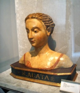 Saint Agatha of Sicily wooden bust, XVI century. Palazzo Pubblico, National Museum of San Marino.