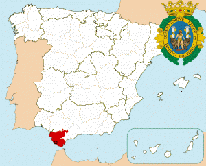 Кадис на карте Испании и герб города