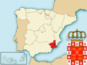 Мурсия на карте Испании и герб города