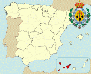 Санта-Крус-де-Тенерифе на карте Испании и герб города