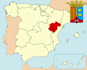 Теруэль на карте Испании и герб города