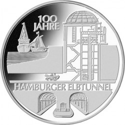 10-Euro-Gedenkmünze. 100 Jahre Hamburger Elbtunnel