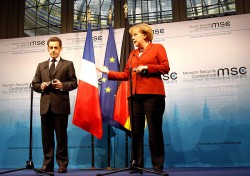 German Chancellor Angela Merkel and French President Nicolas Sarkozy