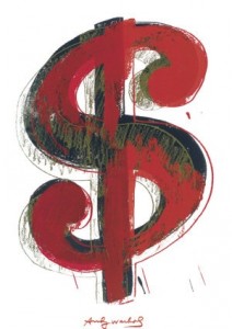"Знак доллара" (1981 г., частная коллекция). В начале 2010 года на аукционе Christie's картина была продана за 2,3 млн. фунтов стерлингов.
