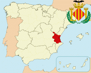 Валенсия на карте Испании и герб города