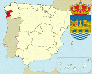 Понтеведра на карте Испании и герб города
