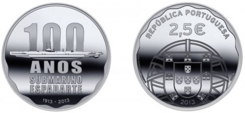 Portugal 2013. 2.5 euro. Submarino