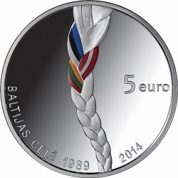 Latvia 2014. 5 Euro. Baltic Way