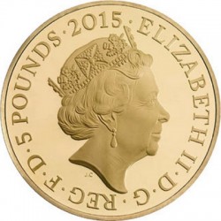 UK 2015. 5 pounds. Waterloo. Au 900