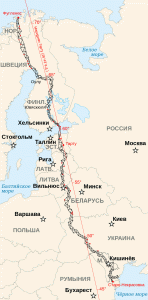 Карта расположения сети триангуляционных пунктов дуги Струве