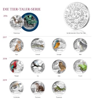Красочный мир животных на монетах Австрии. Первые монеты серии.