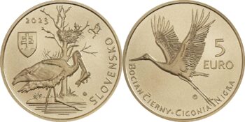 Slovakia 2023. 5 euro. black stork