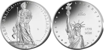 3 евро Италии 2026. США Italy 2026 3 euro USA