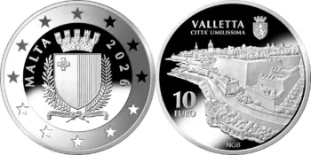 10 евро Мальты 2026. Валлетта Malta 2026. 10 euro. Valletta