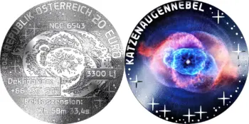 20 евро Австрии 2026. Туманность Кошачий Глаз Austria 2026. 20 euro. Cat's Eye Nebula