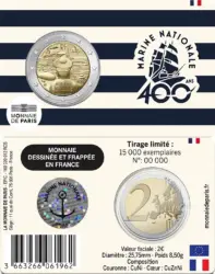 2 euro France 2026. Marine Nationale. coincard