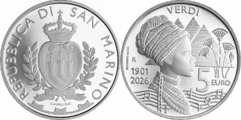 5 евро Сан-Марино 2026. Джузеппе Верди San Marino 2026 5 euro. Giuseppe Verdi