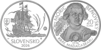 Slovakia 2026. 20 euro. Móric Beňovský