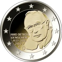 2 euro Germany 2027. Hans-Dietrich Genscher